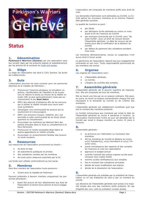 250728 parkinson's warriors (genève) status